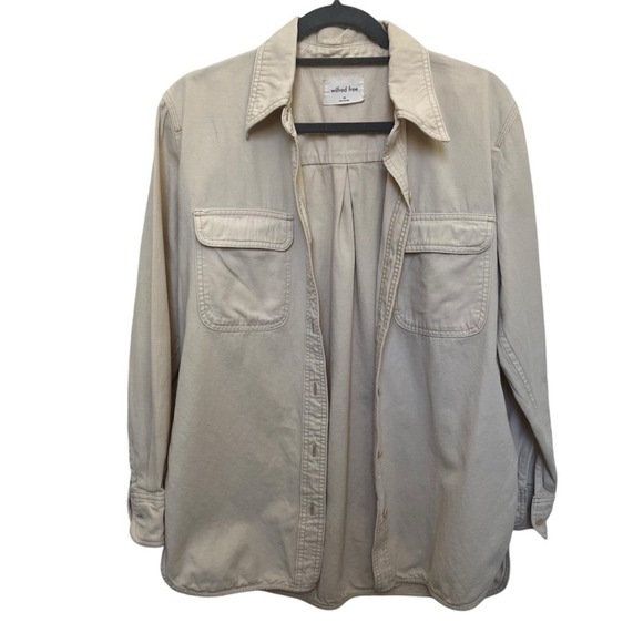 Wilfred Free Tops - Wilfred Free Aritzia Beige Cotton Linen Utility Button Down Shirt XS 76182